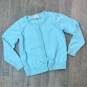 Hanna Anderson Aqua Blue Button Cardigan Girls 6-7